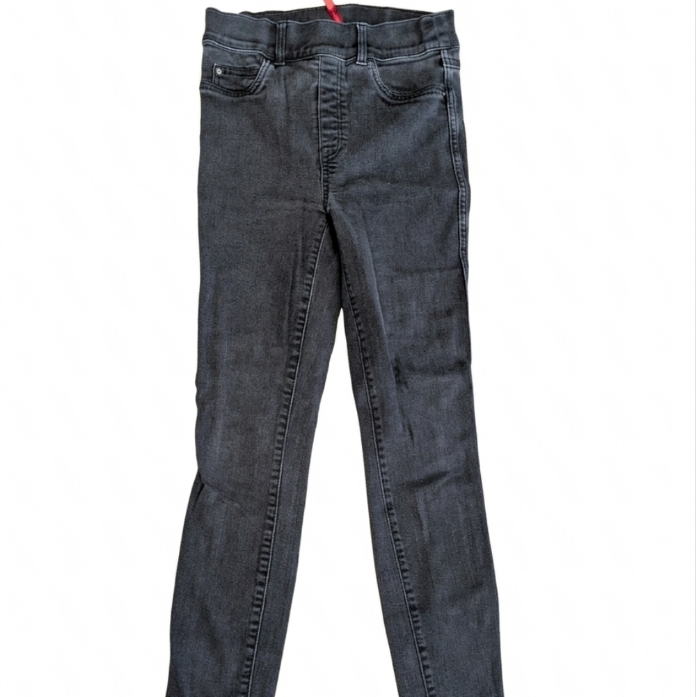 SPANX Black Ankle Skinny Jeans Small Tall S/T High Rise Pull On Stretch Denim